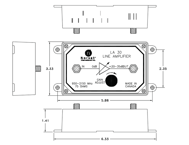LA281R-T Coaxial Amplifier – 28 DB Gain, 2-42 MHz Return, For DBS/OTA/CATV Systems